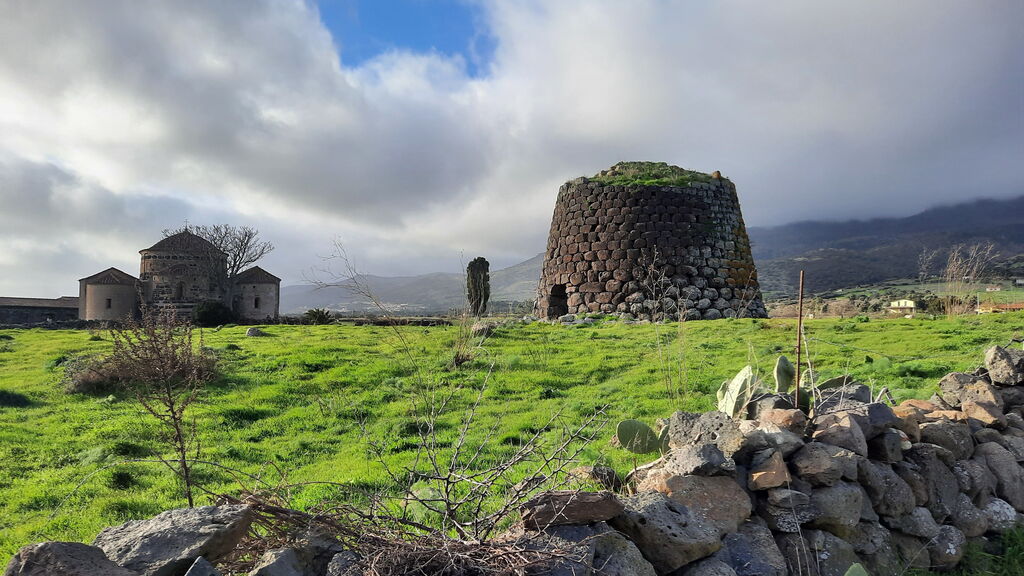 Sardinian landscape with nuraghe